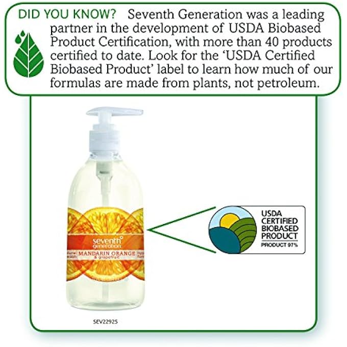 Seventh Generation HAND WASH, MANDARIN ORANGE & GRAPEFRUIT SCENT, 12OZ - Image 2